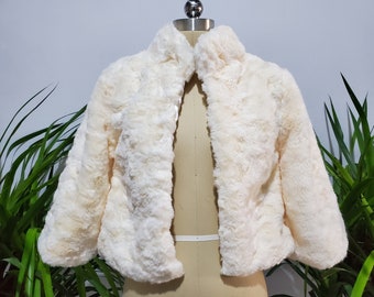 Faux Fur Bridal warm Wrap coat Women Winter Length Sleeves Jacket Bridal wrap Fur  Bridal Elegant Evening Coat Bolero