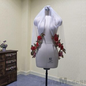 Elegant Bridal Flower Lace Veil Wedding Lace Veil One Layer White Veil Ivory Short Lace Veils