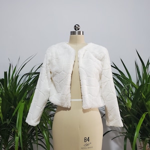 Ivory Bride wedding long sleeve Faux Fur Shawl warm Wraps Autumn And Winter Jacket Coat faux fur stole coat