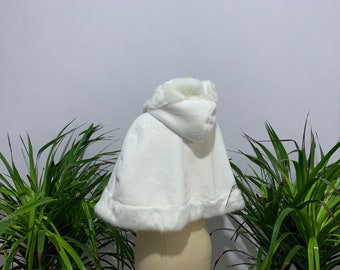 Warme sjaals bruids nepbont capuchon vrouwen bruiloft winterjas voor avondfeest Cape bruids wrap