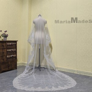 Stylish Wedding Sequin Lace Veil, Beautiful Bridal Sequin Lace Veil, Cathedral Length Sequin Lace Veil, One Layer Wedding Veil