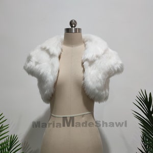 Elegant Bridal Faux Fur Shawl, Bolero Winter Wedding Faux Fur Shawl, White Ivory Warm Wrap, Party Jacket Jacket