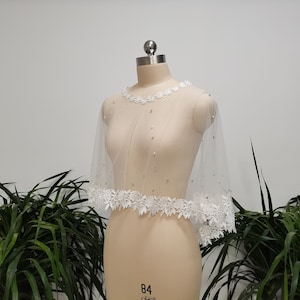 Scattered Pearl Wedding Shawl Lace Bridal Shawl Part Point drill Wedding Shawl