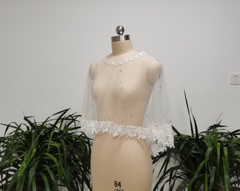 Scattered Pearl Wedding Shawl Lace Bridal Shawl Part Point drill Wedding Shawl