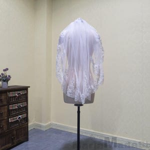 Wedding Veil Single Layer Sequin Lace Veil White Ivory Short Bridal Veil with Comb