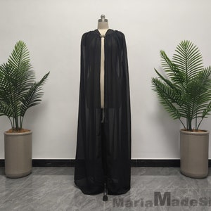 Romantic Wedding Chiffon Cape, Black Hooded Cape, Beautiful Bridal Chiffon Cape, White Ivory Long Chiffon Cape