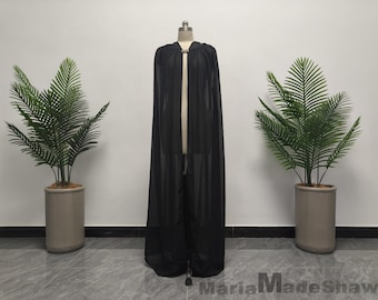 Romantic Wedding Chiffon Cape, Black Hooded Cape, Beautiful Bridal Chiffon Cape, White Ivory Long Chiffon Cape