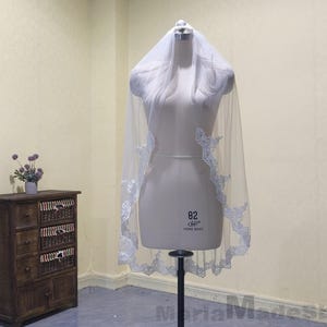 Ivory Veil,wedding Veil with Lace,White Short Veil,Bridal Lace Veil,Comb Wedding Accessories