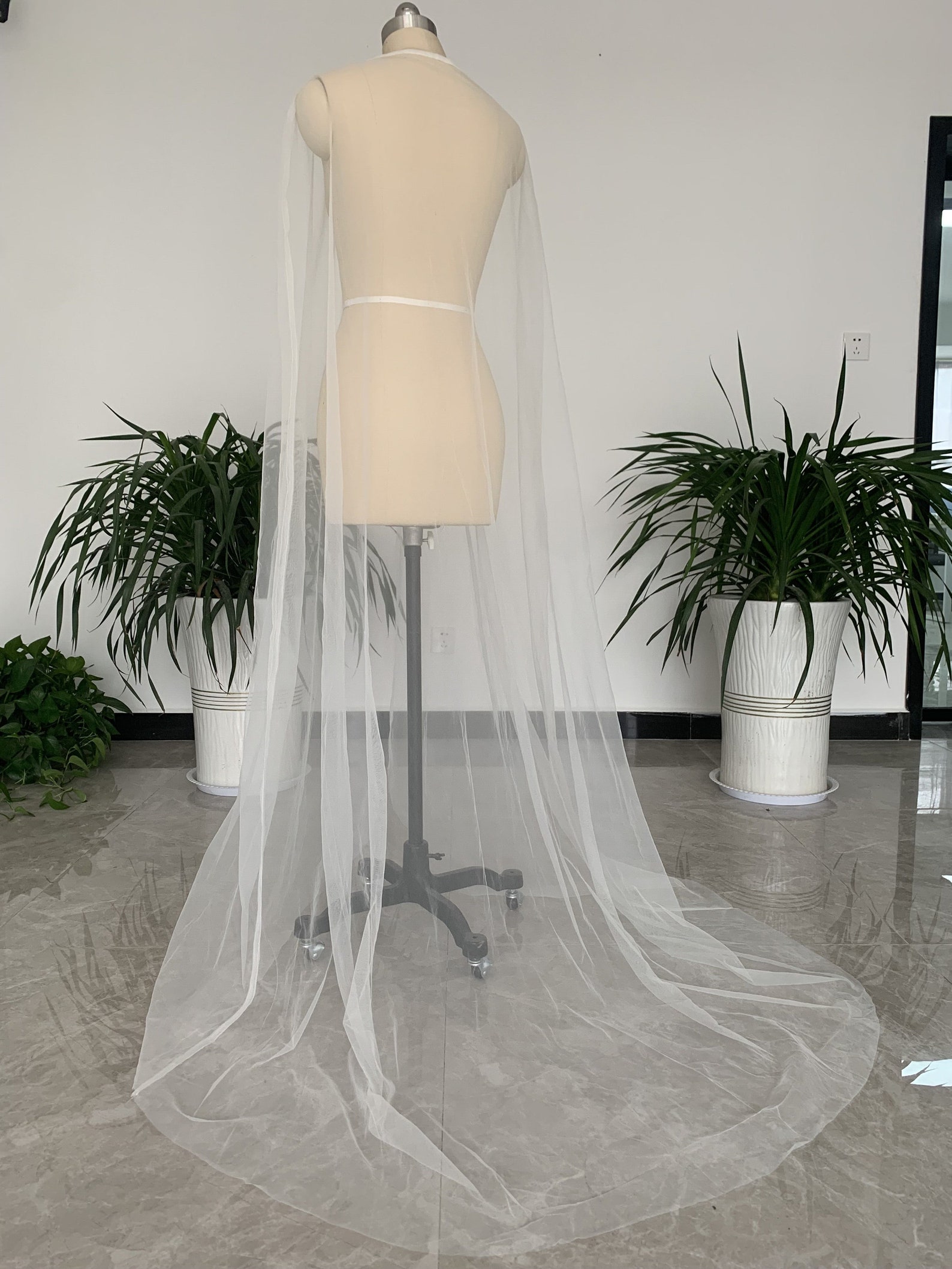 tulle cape veil