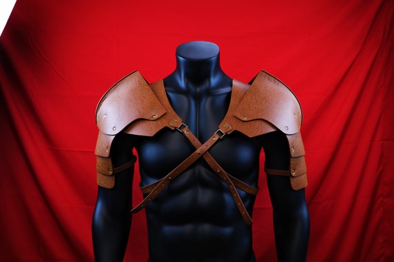 Medieval Retro Men Shoulder Armor Adjustable Faux Leather Guard