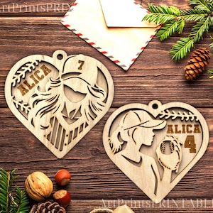 Adornos de foco de la serie Stadium, láser personalizado, tamaño para Glowforge, opciones de béisbol femenino SVG, PDF, descarga de archivos AI, béisbol dxf