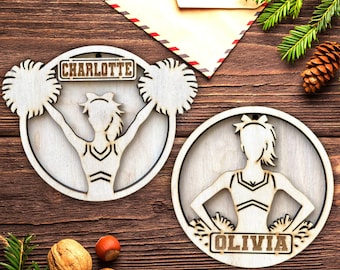 Cheerleader Ornaments Laser Personalized Gifts  - Cheerleader Christmas Decor for Tree , PDF, AI File Download