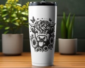 Highland Cow Bundle 7 Puck Tumbler Laser Svg, Tumbler Laser File, Laser Svg For Tumbler,40oz Tumbler Full Wrap Laser Svg, Laser Engraved Svg