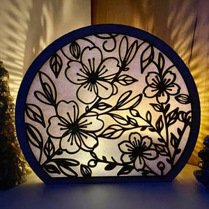Decorative flower lantern laser cut svg file Glowforge spring ornaments candle holder lantern vector dxf butterfly table lamp svg