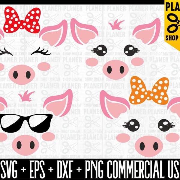 Pig SVG, Pig Faces SVG Cut File for Cricut, Farm Svg,Eyelashes svg, Pretty Pig svg,Pig face svg file Girl Pig svg,Pig eyelashes svg