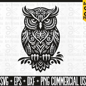 Owl Clipart, Owl Png, Flower Owl Svg, Owl Vector, Zentangle Owl Svg, Mandala Owl Svg, Owl Cut File, Instant Download