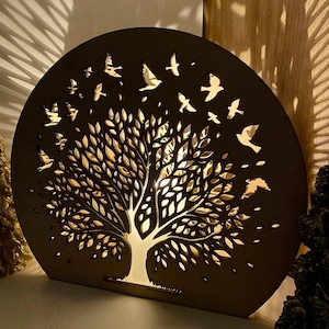 Lampada decorativa per la notte Lanterna in legno modello vettoriale piano file svg tagliato al laser Lampada da tavolo rotonda in legno Glowforge file svg DXF