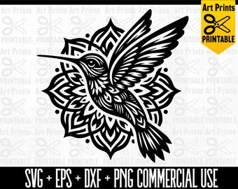 Hummingbird SVG DXF Layered Svg,3D Mandala Svg ,Mandala Svg files for Cricut Projects,Laser Cut Files