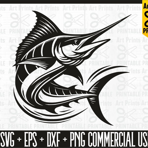 Marlin Fishing Svg, Fishing Svg, Marlin Fish Svg, Marlin Clipart, Marlin Vector, Marlin Cricut, Bundle SVG, Fish Svg, Fish Hook svg png