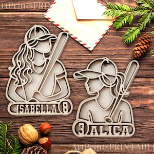 Adornos de foco de la serie Stadium, personalizados con láser, dimensionados para Glowforge, opciones de béisbol femenino SVG, PDF, descarga de archivos AI, béisbol dxf
