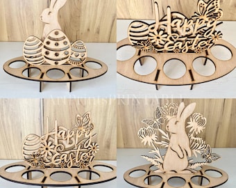 Osterhase Ei Halter 2 Bundle Laser cut svg Datei Ostereier Halter Dxf Cnc Vektor Vorlage Glowforge eierhalter Ständer Bundle svg Cricut