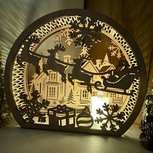 Lanterna di Natale con taglio laser, portacandele innevato, decorazione invernale da favola, luce notturna, decorazione natalizia laser
