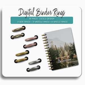 Digital Planner Binder Rings for Digital Journal, Digital Spirals for Digital Planner, Realistic Binder for Ipad Planner, Instant Download