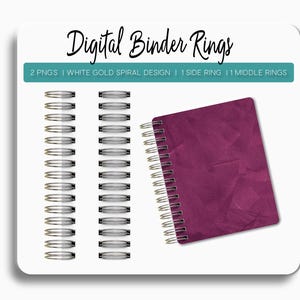 Digital Spirals Planner Binder Rings To Customise DIY Digital Planner & Journals. Realistic Binders for Your iPad Planner, Digital Download.