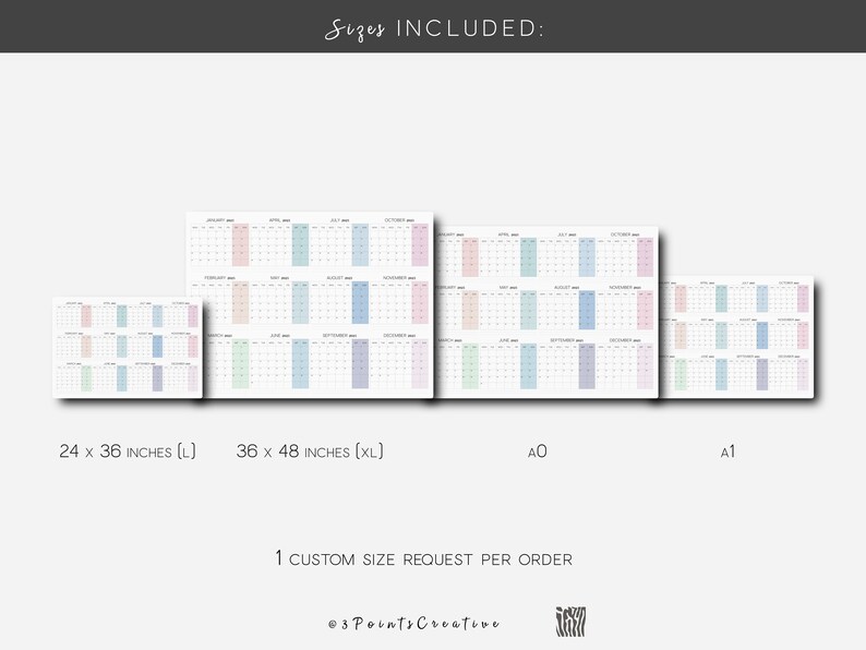 2025 Large Wall Calendar Printable Large Wall Planner With a Etsy