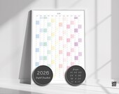 2026 Yearly Large Wall Planner, Printable Pastel Portrait Calendar (Digital Download)