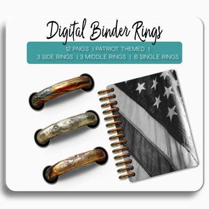 DIY Digital Planner Binder Rings for Digital Planner, Notebook, Journal and iPad Planner. Digital Spirals with a Patriot Theme.