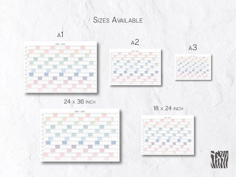 20232024 Printable Large Wall Calendar August to July Etsy