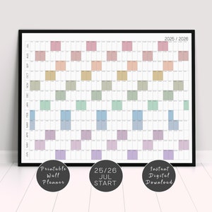 2025-2026 Printable Wall Calendar, Academic Wall Planner For July 2025 To June 2026, Large Wall Calendar for Home, Office & Classroom.