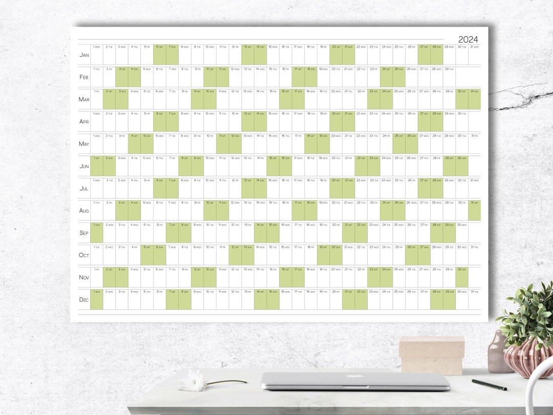 2024 Printable Large Wall Calendar in a Minimalist Design, Functional
