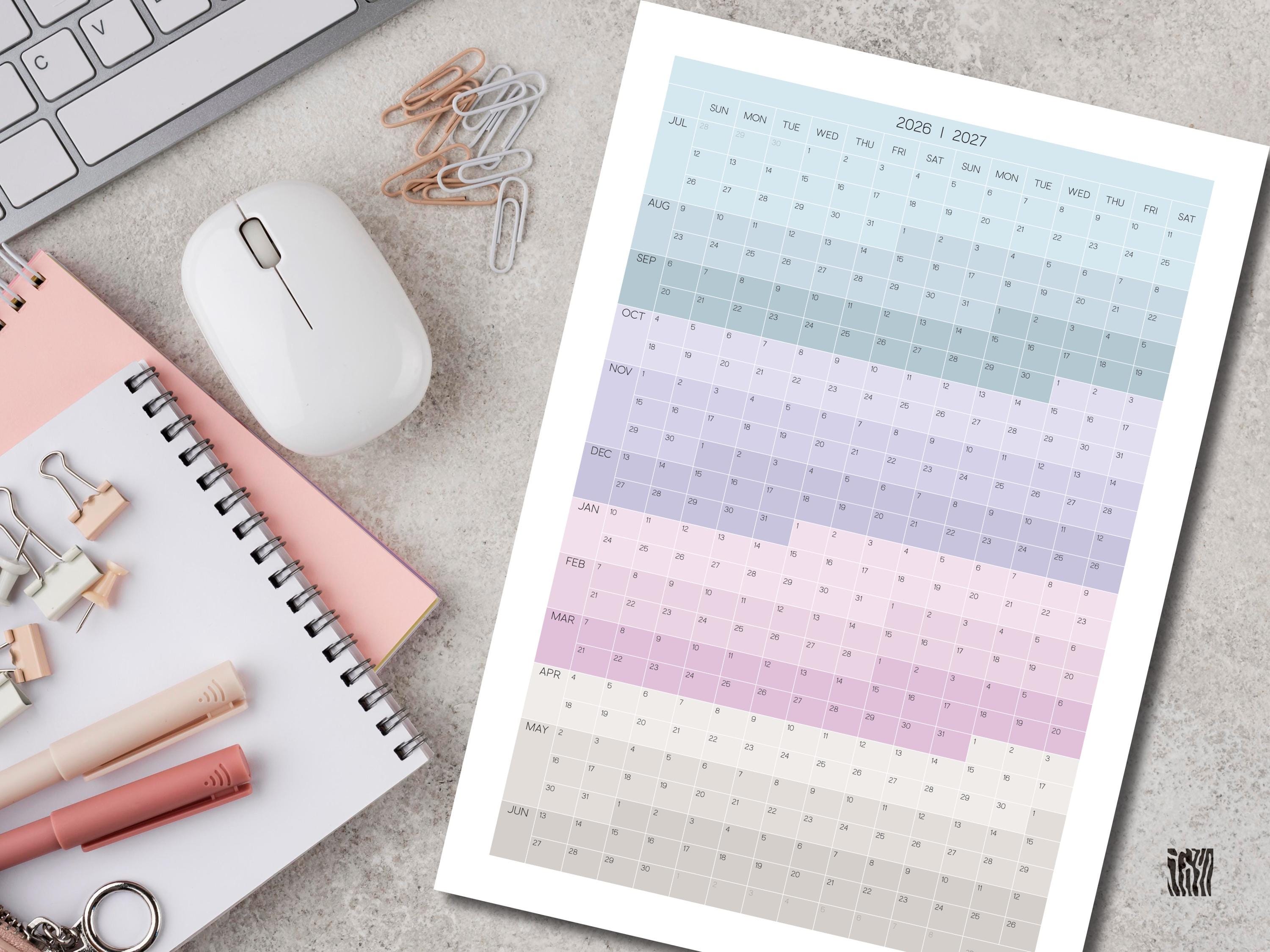Printable Desk Calendar July 2026 - June 2027 | 2026-2027 Mid Year