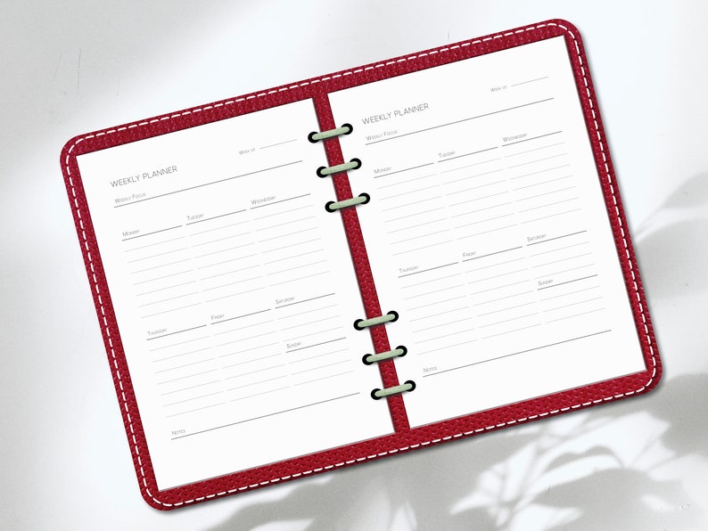 Minimalist One Page Weekly Planner, Printable in A4, A5, Letter and Half Letter Sizes, Undated Week at a Glance Planner Inserts. image 4