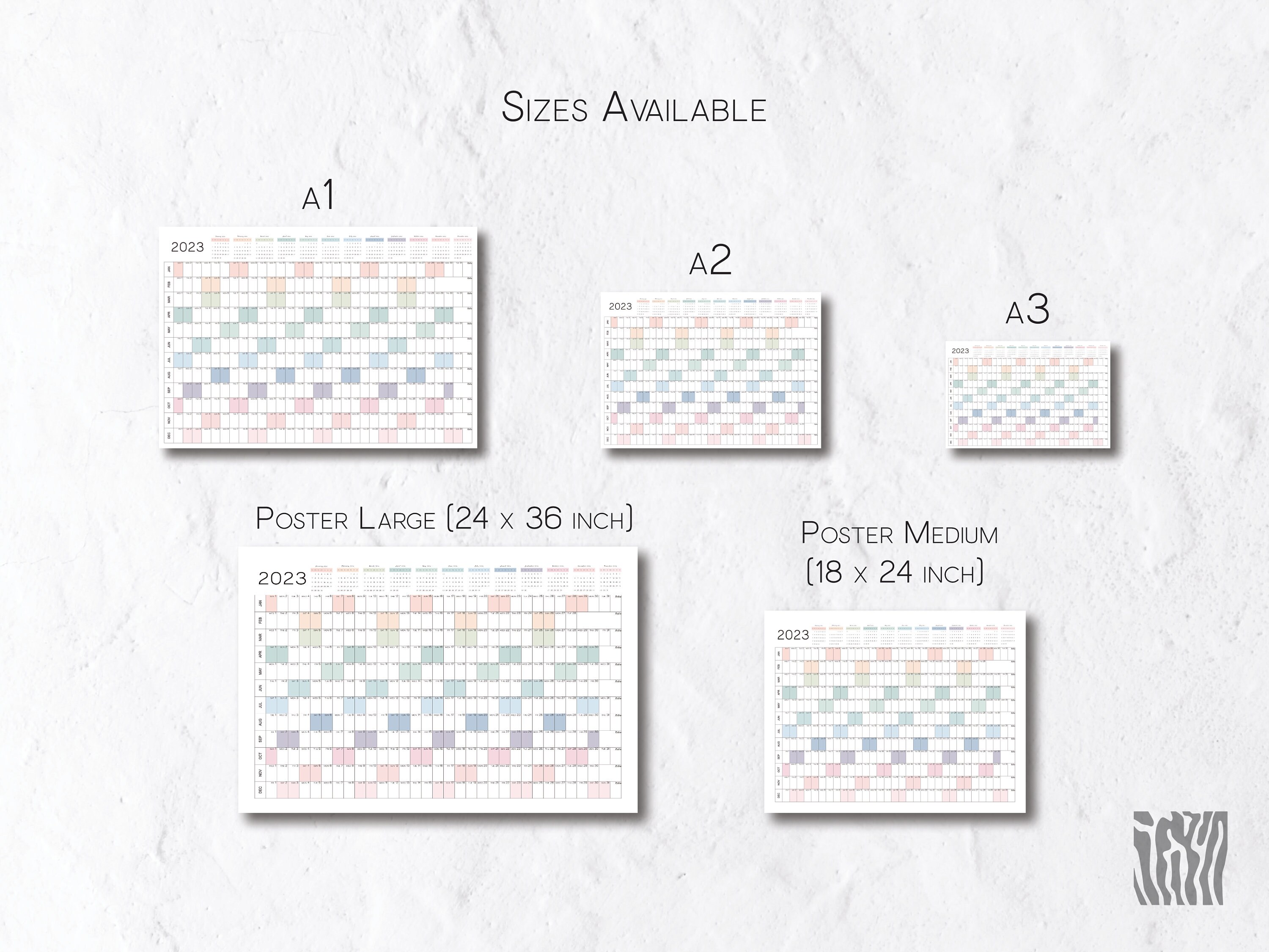 2023 Wall Calendar Printable Large Yearly Wall Calendar 2023 Etsy