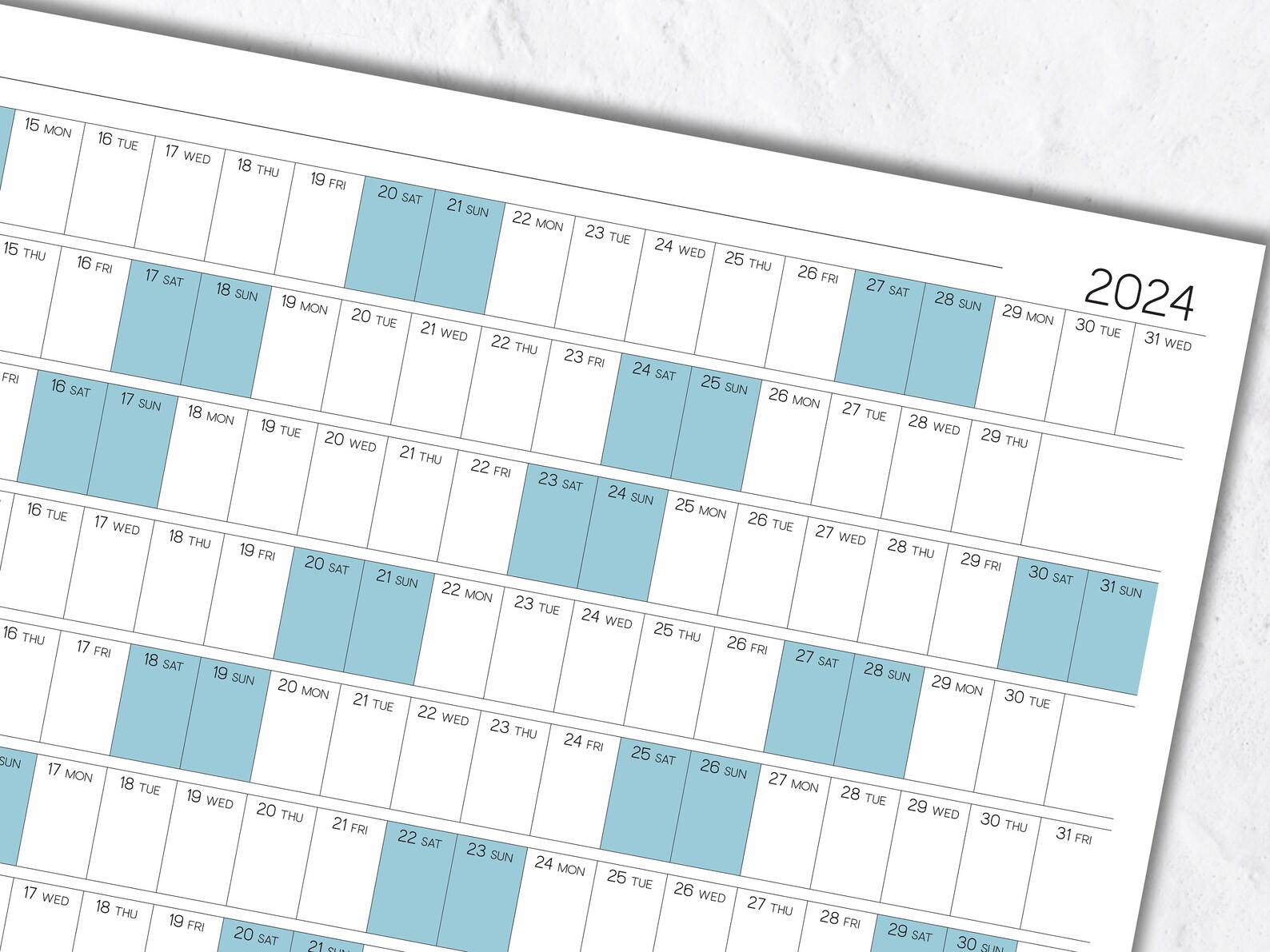 Printable Large Wall Calendar for 2024 in a Minimalist Design - Etsy