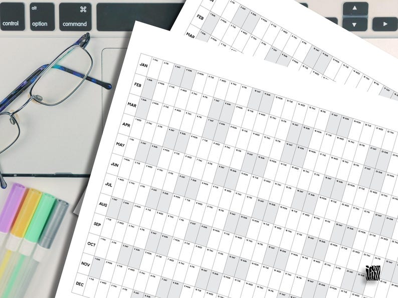 2026 Year at a Glance Desk Calendar: Minimalist Printable Planner ...