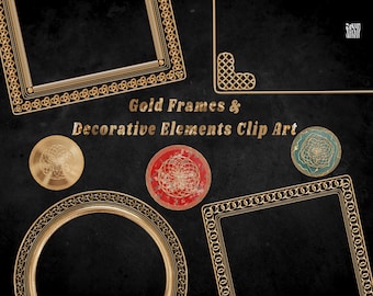 Ornate Gold Victorian Frames Clipart: Antique Style PNG (Digital Download)