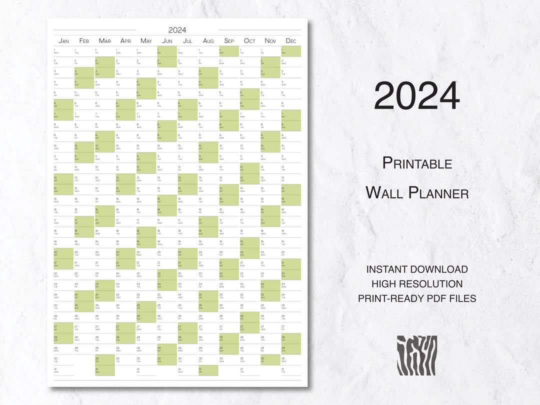 2024 Printable Large Wall Calendar in a Minimalist Design, Functional