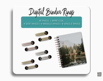 Gold Digital Spiral Binder Rings, DIY Planner (PNG)