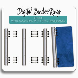 Digital Spirals Planner Binder Rings for DIY Digital Journal & Planner, Realistic Binders With Spine for iPad Planner, Instant Download.