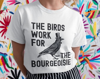 Las aves no son reales, las aves trabajan para la burguesía, camiseta de observador de aves, conspiración gubernamental, dueños, camiseta, retro vintage, adorable, ornitología