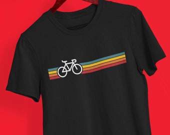 Cycling Shirt | Bicycle Shirt | Retro Bicycle T-Shirt | Cycling T-Shirt With Vintage Stripes | Gift for Cyclist | Unisex Graphic T-Shirt