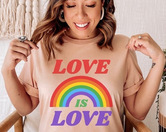 Pride Shirt, Love is Love Shirt, Rainbow Shirt, Plus Size Pride Shirt, Love is Love Shirt Plus Size,Love is Love Shirt Kids,Retro