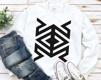David Geometric White Sweater | David Long Sleeve | Ew David Sweatshirt | Rose Spider Graphic | Mothers Day Gift for Fans Lovers