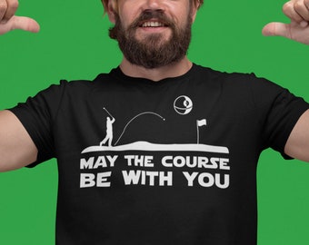 Maglietta da golf "Che il campo sia con te" / Divertente regalo da golf per uomo / Maglietta con mazze da golf / Maglietta da golf di Star Wars / Regali da golf per lui, Festa del papà