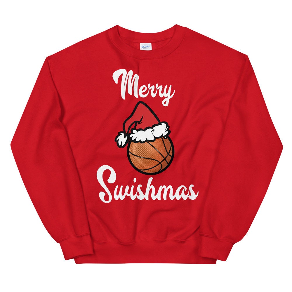 Merry Swishmas Basketball Weihnachten Pullover - Witziger Weihnachtsmann Basketball Shirt