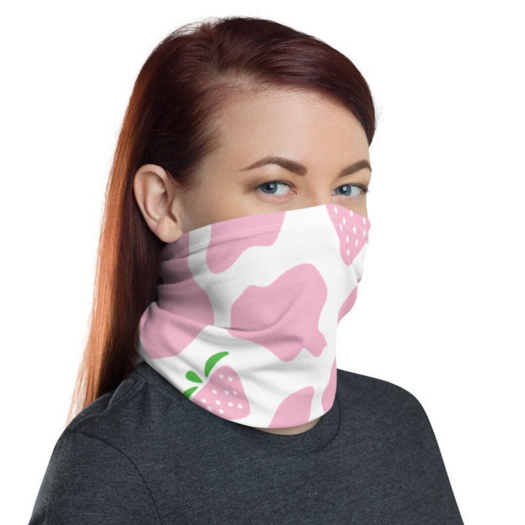 Strawberry Cow Mask | Youth Mask | Strawberry Cow Print | Pink Face